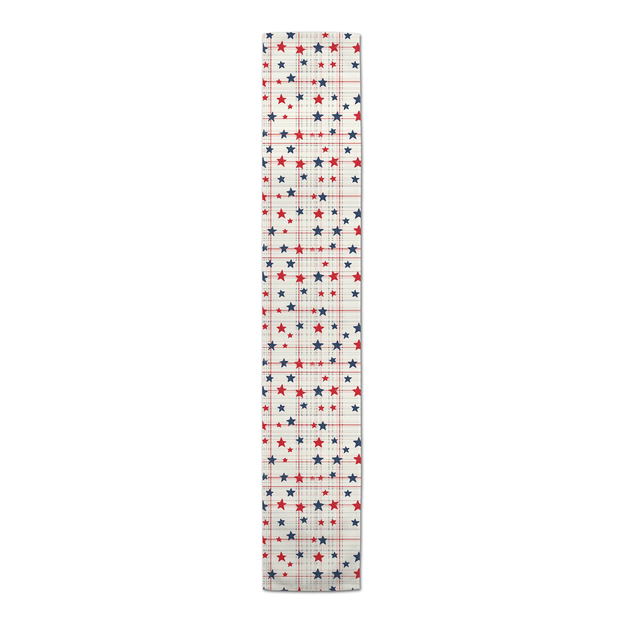 16" x 72" Plaid Star Pattern Cotton Twill Table Runner